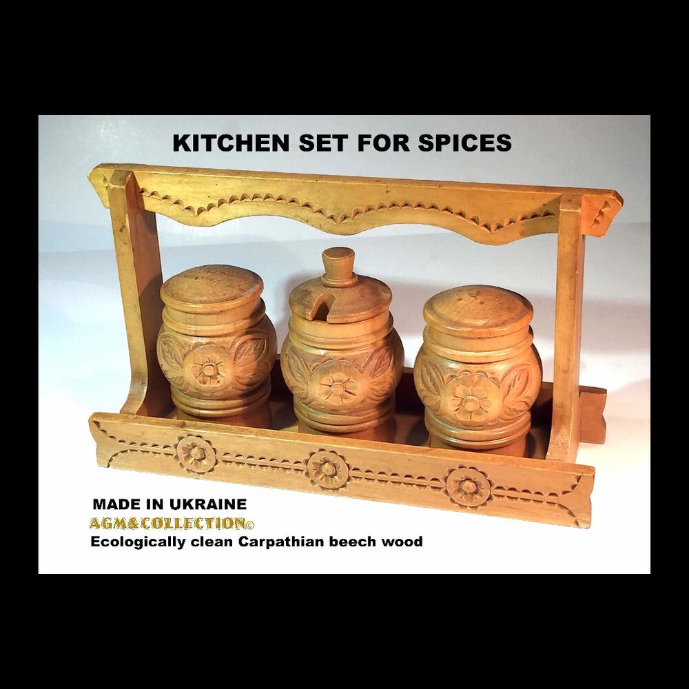 KITCHEN SET FOR SPICES /Ecologically clean Carpathian beech wood